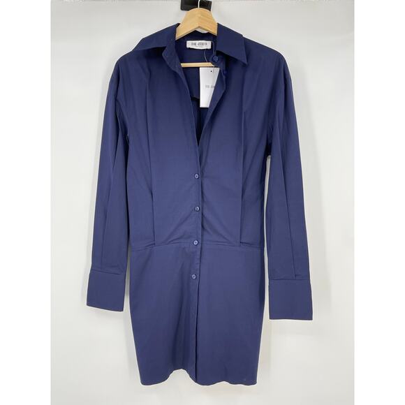 THE ATTICO | NWT Long Sleeve Shirt Mini Dress in Navy Blue IT 38 / US 0 - Picture 4 of 16